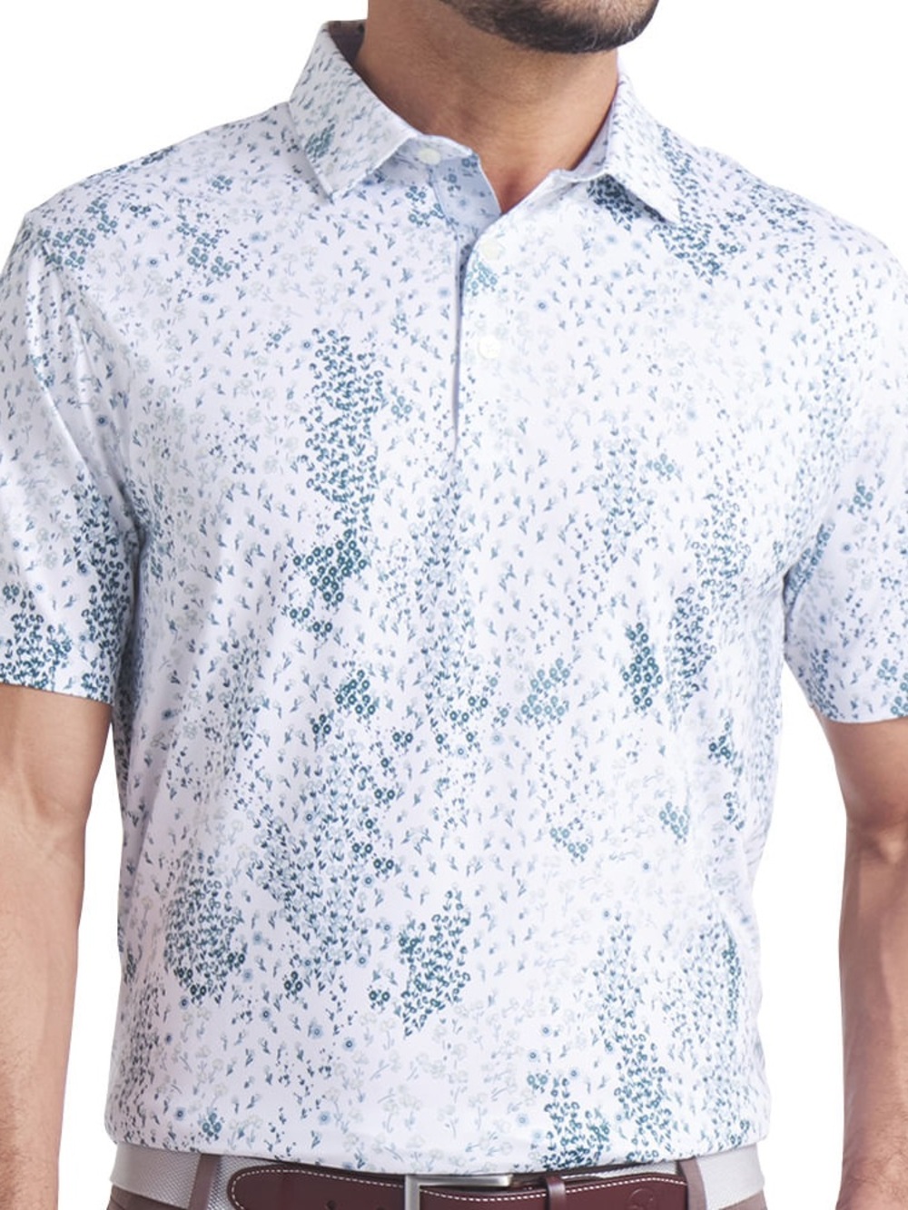 Puma MATTR Men’s Performance Polo. Cloudspun Garden Printed Patter. Large